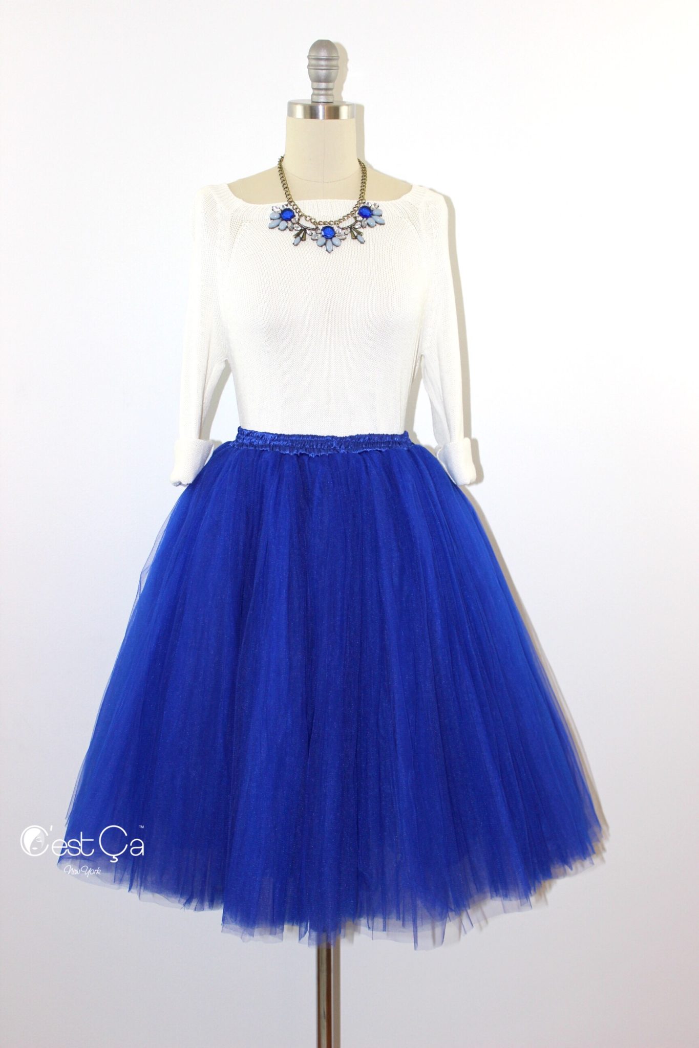 Clarisa Royal Blue Tulle Skirt - Midi ...